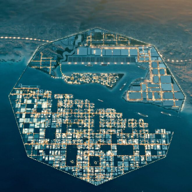 Saudi Arabia’s Oxagon is a floating port city on the Red Sea