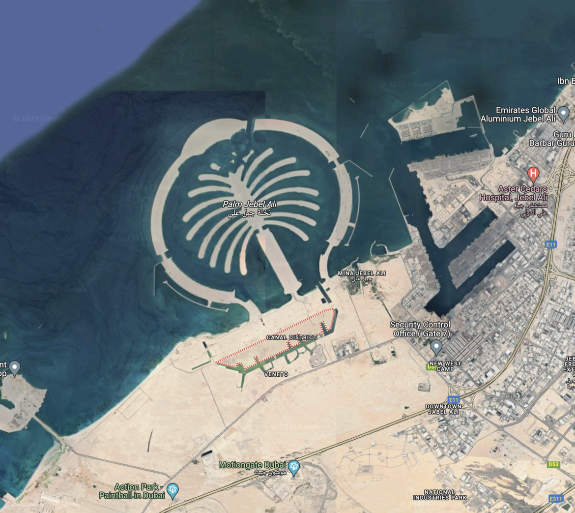 Palm Jebel Ali artificial islands in Dubai rise from the sand after 20 years