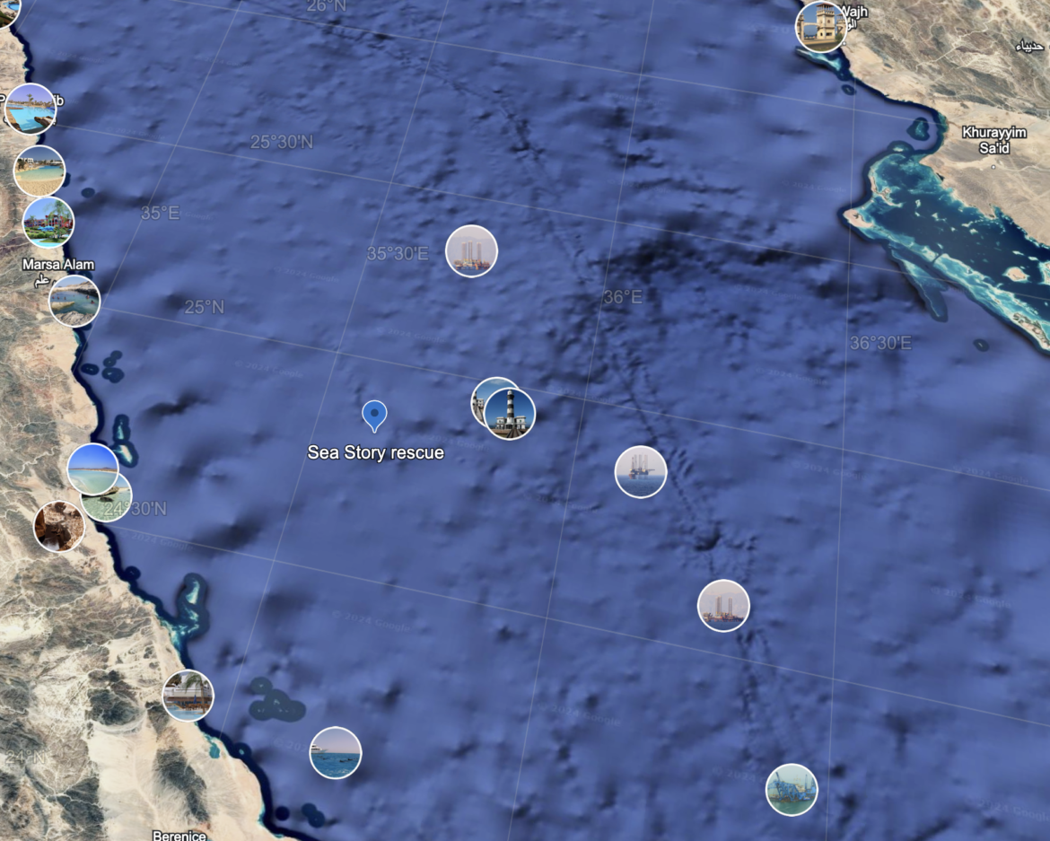 Sea Story boat rescue site located in the Red Sea